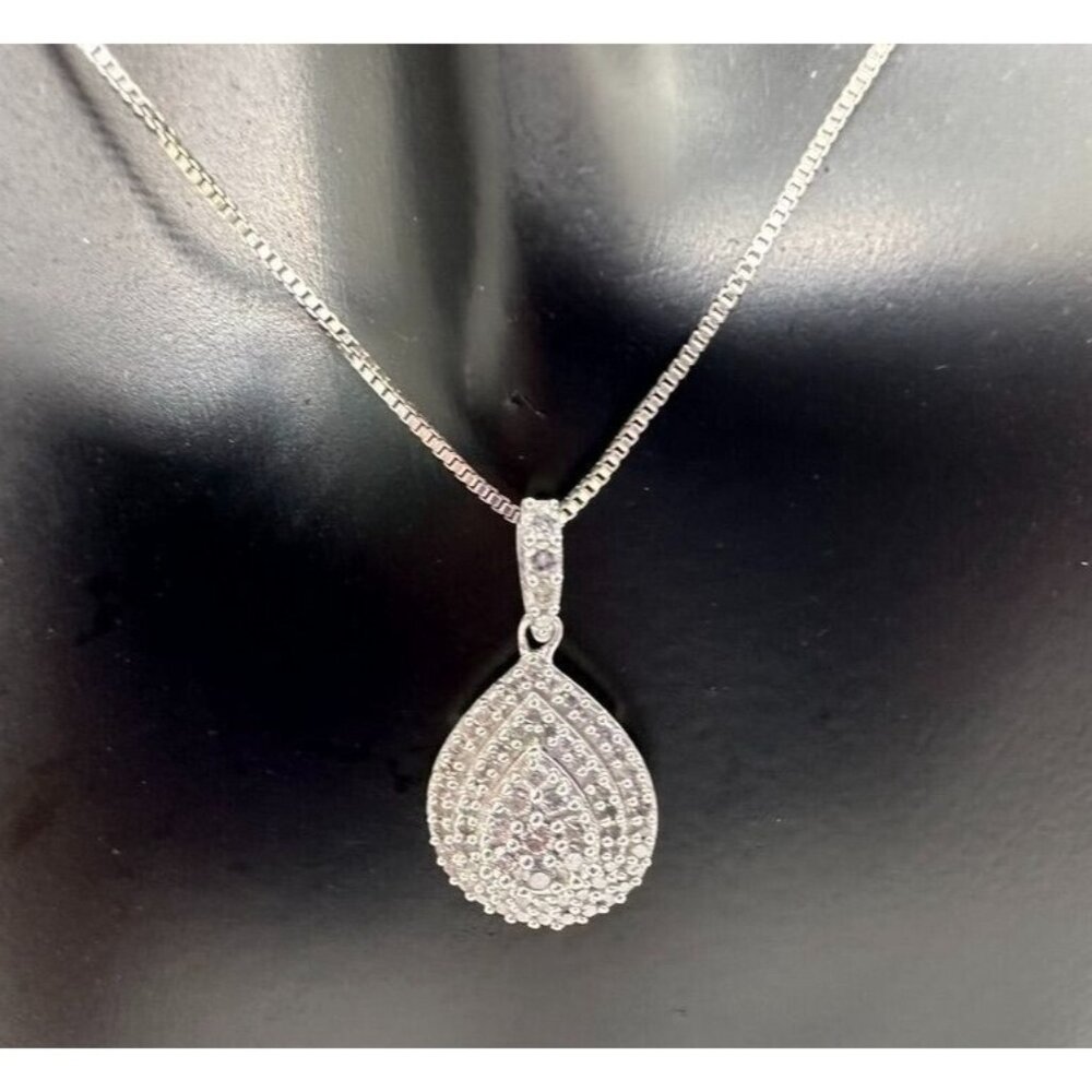 Stunning Pear Cut 1/2 Ct Diamond Necklace - Natural Diamonds in Sterling Silver - Picture 7 of 10